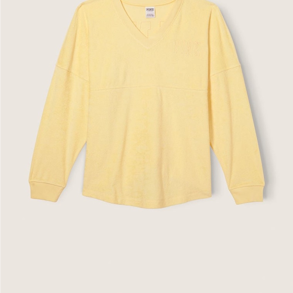 Light yellow Varsity Beach Terry V-Neck